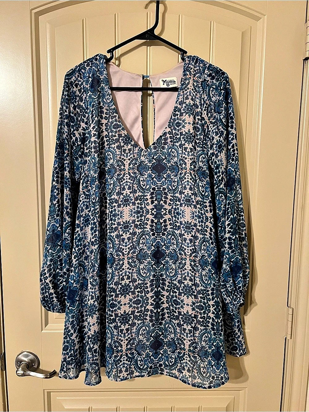 Show Me Your Mumu Olsen Mini Dress Blue & Pink Medium